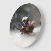 シーズー（犬）Tzuクリスマス雪の冬 ラージ壁時計 (傾斜)