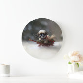 シーズー（犬）Tzuクリスマス雪の冬 ラージ壁時計 (ホーム)