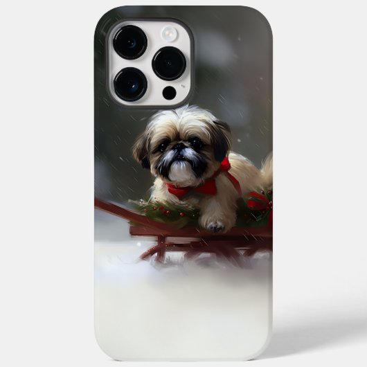 シーズー（犬）Tzuクリスマス雪の冬 Case-Mate iPhoneケース (裏面)