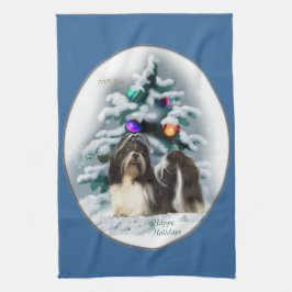 シーズー(犬)Tzuクリスマス キッチンタオル