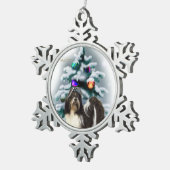 シーズー(犬)Tzuクリスマス スノーフレークピューターオーナメント (右)