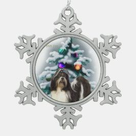 シーズー(犬)Tzuクリスマス スノーフレークピューターオーナメント