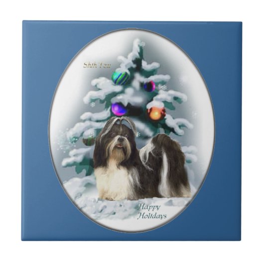 シーズー(犬)Tzuクリスマス タイル (正面)