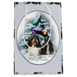 シーズー(犬)Tzuクリスマス ミディアムペーパーバッグ