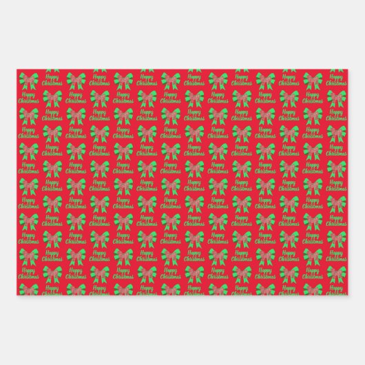 シーズー(犬)Tzuシルエットクリスマスドッグ&グリーン3色 ラッピングペーパーシート (正面)