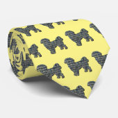 シーズー(犬)Tzuシルエットドッグイエロー&ブラックグリッドイエロー ネクタイ (ロール)