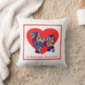 シーズー（犬）Tzuシルエットドッグ赤いハート母の日 クッション (ブランケット)