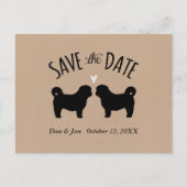 シーズー（犬）Tzuシルエット結婚式の日付を保存 案内ポストカード (正面)