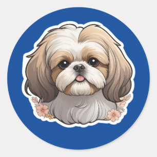 シーズー(犬)Tzuシール ラウンドシール