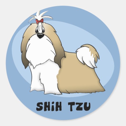 シーズー（犬）Tzuスタンプ ラウンドシール (正面)