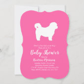 シーズー(犬)Tzuテディベアドッグベビーシャワーピンクガール 招待状 (正面)