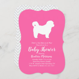 シーズー（犬）Tzuテディベアドッグベビーシャワーピンクガール 招待状