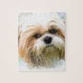 シーズー(犬)TZUドッグウォーターカラーアート絵画ズ ジグソーパズル (縦)