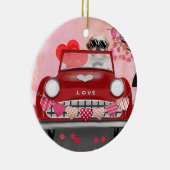 シーズー(犬)TZUドッグカーとハートバレンタイン セラミックオーナメント (右)