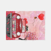 シーズー(犬)TZUドッグカーとハートバレンタイン フリースブランケット (正面(横))