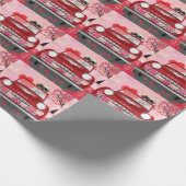 シーズー(犬)TZUドッグカーとハートバレンタイン ラッピングペーパー (角)