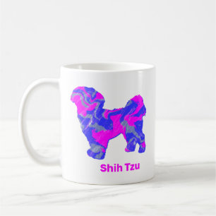 シーズー(犬)TZUドッグシルエット熱狂するホットピンク コーヒーマグカップ
