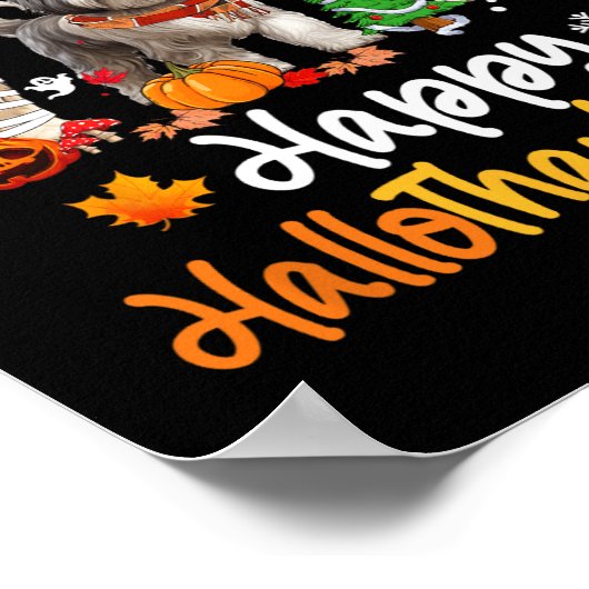 シーズー(犬)Tzuドッグハロウィーンクリスマスハッピーハロ感謝 ポスター (角)