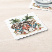 シーズー（犬）TZUドッグハワイアンシャツ ペーパーコースター (アングル)