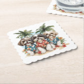 シーズー(犬)TZUドッグハワイアンシャツ ペーパーコースター (アングル)