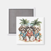 シーズー(犬)TZUドッグハワイアンシャツ マグネット (正面/裏面)