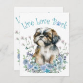 シーズー(犬)Tzuドッグママフローラ ノートカード (正面/裏面)