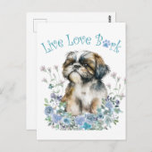 シーズー(犬)Tzuドッグママフローラ ポストカード (正面/裏面)