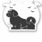 シーズー(犬)Tzuドッグ – ハロウィンムーンシルエットクラシックT シール (正面)