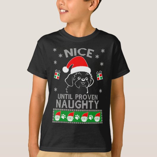 シーズー(犬)Tzuニースまで証明されたいけな醜いクリスマス Tシャツ (正面)