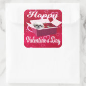 シーズー（犬）TZUバレンタインデーのステッカー、犬 スクエアシール (バッグ)