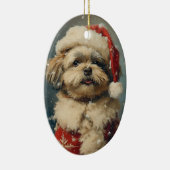 シーズー(犬)Tzuビンテージクリスマス セラミックオーナメント (右)