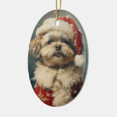 シーズー(犬)Tzuビンテージクリスマス セラミックオーナメント (左)