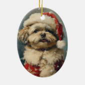 シーズー(犬)Tzuビンテージクリスマス セラミックオーナメント (裏面)
