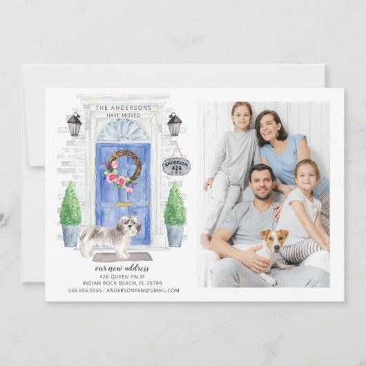 シーズー（犬）tzuフロントドアの写真移動アナウンス 招待状 (正面)