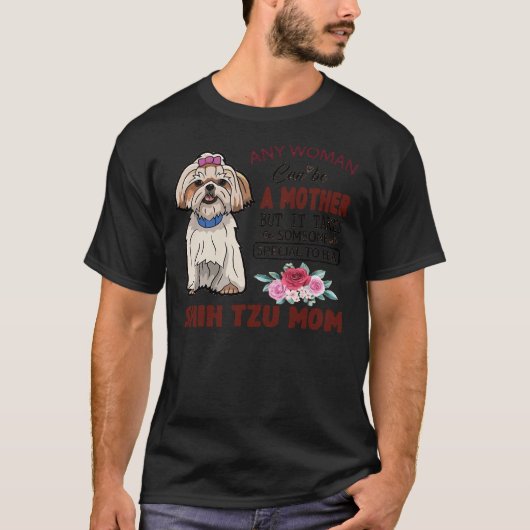 シーズー(犬)Tzuママ及び顔マスク Tシャツ (正面)