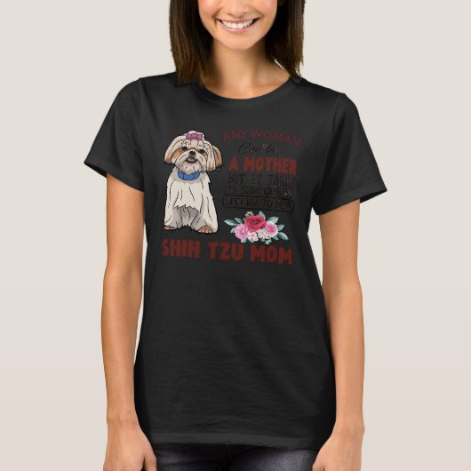 シーズー(犬)Tzuママ及び顔マスク Tシャツ (正面)