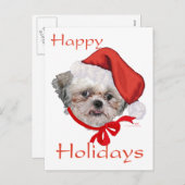 シーズー(犬)TZUレスキュー犬ハッピーホリデー シーズンポストカード (正面/裏面)