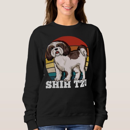 シーズー(犬)Tzuレトロヴィンテージ スウェットシャツ (正面)