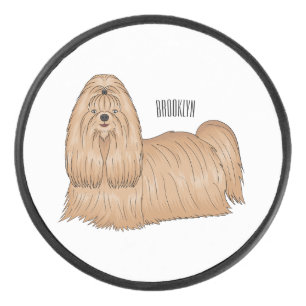 シーズー（犬）tzuロングヘアードッグ漫画イラストレーション アイスホッケーパック