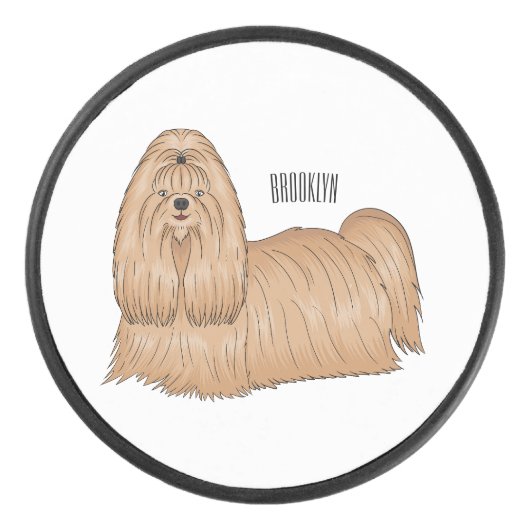 シーズー（犬）tzuロングヘアードッグ漫画イラストレーション アイスホッケーパック (正面)