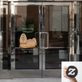 シーズー(犬)tzuロングヘアードッグ漫画イラストレーション ウィンドウサイン (オフィスドア)