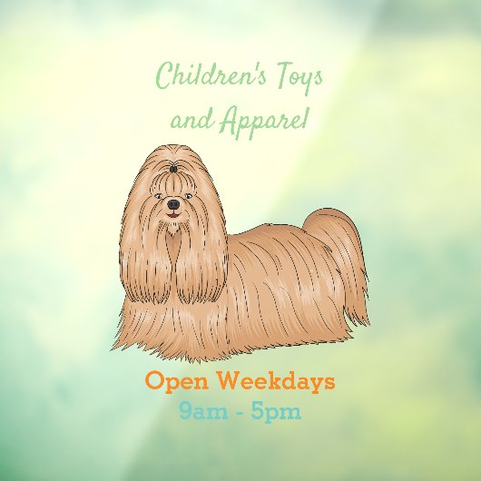 シーズー(犬)tzuロングヘアードッグ漫画イラストレーション ウィンドウサイン (シート3)