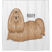 シーズー（犬）tzuロングヘアードッグ漫画イラストレーション シャワーカーテン (正面)