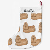 シーズー（犬）tzuロングヘアードッグ漫画イラストレーション スモールクリスマスストッキング (裏面)