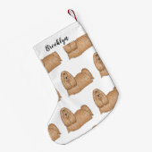 シーズー（犬）tzuロングヘアードッグ漫画イラストレーション スモールクリスマスストッキング (裏面 (吊り時))