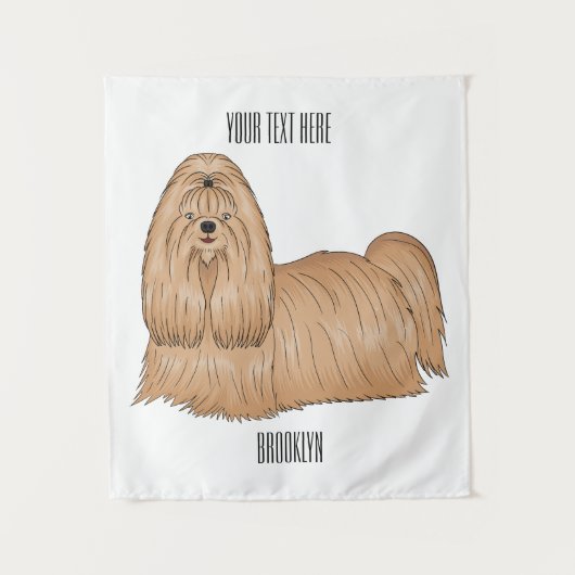 シーズー（犬）tzuロングヘアードッグ漫画イラストレーション タペストリー (正面)