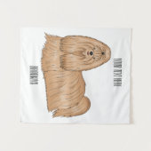 シーズー（犬）tzuロングヘアードッグ漫画イラストレーション タペストリー (正面(横))