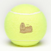 シーズー（犬）tzuロングヘアードッグ漫画イラストレーション テニスボール (裏面)