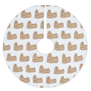 シーズー（犬）tzuロングヘアードッグ漫画イラストレーション ブラッシュドポリエステルツリースカート