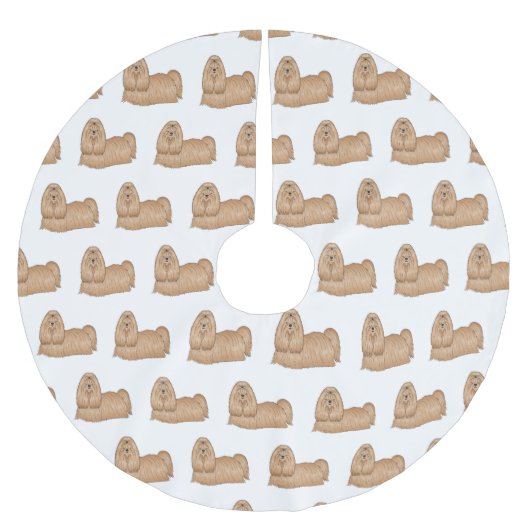 シーズー（犬）tzuロングヘアードッグ漫画イラストレーション ブラッシュドポリエステルツリースカート (正面)